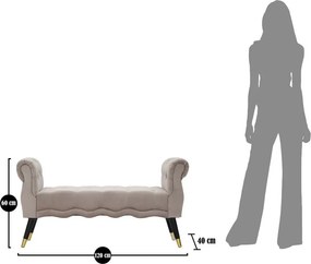 Bancă taupe cu tapițerie din catifea Paris – Mauro Ferretti