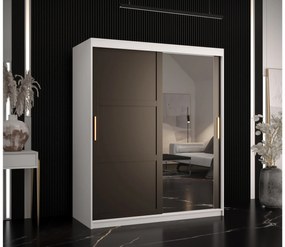 Dulap de haine Riven 2 150 (alb mat + negru mat) (cu oglindă). 1064174