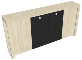Dulap mediu pentru haine Verno+ 260 x 46 x 130 cm, uși combinate, salcâm / negru