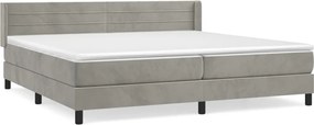 vidaXL Pat box spring cu saltea, gri deschis, 200x200 cm, catifea