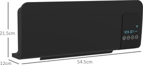 HOMCOM Aeroterma de Perete Oscilatoare pentru Casa si Birou cu Temporizator 12h si 2 Modalitati de Incalzire, 54.5x12x21.5 cm, Negru