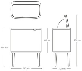 Coș de gunoi alb de reciclat/cu senzori de atingere din oțel 33 l Bo Touch Bin – Brabantia