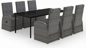 vidaXL Set de mobilier pentru grădină, cu perne, 7 piese, gri