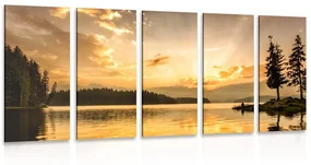 Tablou 5-piese reflexie lacului de munte