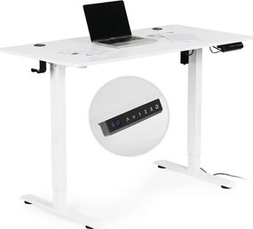 Masă de lucru electrică reglabilă pe înălțime cu picioare albe - 120 x 60 cm Negru