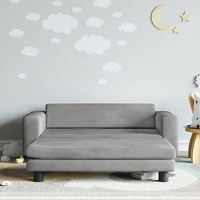 3196408 vidaXL Canapea pentru copii cu taburet gri deschis 100x50x30cm catifea