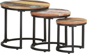 vidaXL Măsuțe laterale, 3 buc., lemn masiv reciclat
