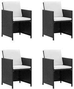 43898 vidaXL Set mobilier de exterior cu perne, 5 piese, negru, poliratan