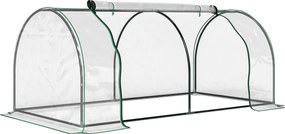 Outsunny Tunel de oțel pentru grădină cu seră și capac din PVC, 200x100x80 cm, transparent și verde | Aosom Romania