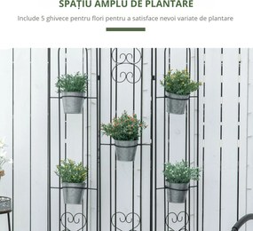 Outsunny Suport Compact pentru Plante, 5 Ghivece Incluse, Ideal pentru Spații Mici, Negru | Aosom Romania