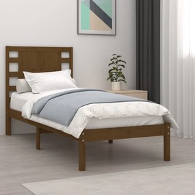 3104181 vidaXL Cadru de pat mic single, maro miere, 75x190 cm, lemn masiv