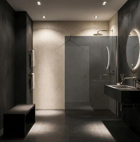 Paravan de dus fumuriu Rea Flexi Grey 130 cm crom