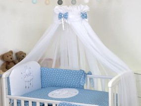 Baldachin din tul pentru patut bebe Sky Bunny Blue 160 x 600 cm suport prindere inclus