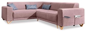 Colțar roz extensibil/cu spațiu de depozitare (cu colț pe partea stângă/în formă de ”L”) Classy Sophie – Miuform