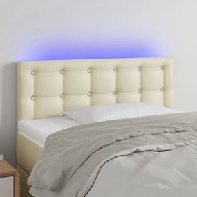 3121698 vidaXL Tăblie de pat cu LED, crem, 100x5x78/88 cm, piele ecologică
