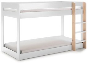 Pat pentru copii alb supraetajat 90x190 cm Angel – Marckeric