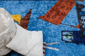 JUNIOR 51827.803 covor lavabil Camion, excavator pentru copii anti-alunecare - albastru - SECUNDAR-COTATI PRODUSUL