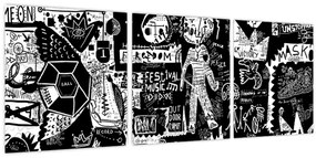 Tablou - Graffiti (cu ceas) (90x30 cm)