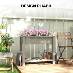 Outsunny Strat Înălțat pentru Grădină, Jardinieră cu Raft, 149x46x76cm, Gri | Aosom Romania