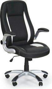 Scaun de birou SATURN, negru, piele ecologica perforata, 67x65x112/120