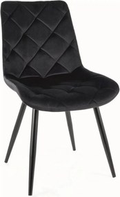 Scaun RALPH, negru, stofa catifelata/metal, 51x42x88 cm
