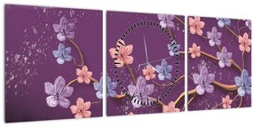 Tablou - Amurg de primăvară (cu ceas) (90x30 cm)