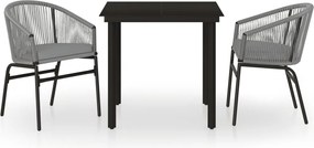 vidaXL Set mobilier de grădină, 3 piese, gri