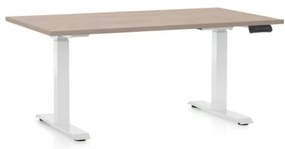 Masa inaltime reglabila OfficeTech C, 120 x 80 cm, bază albă, stejar