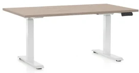 Masa inaltime reglabila OfficeTech C, 120 x 80 cm, bază albă, stejar