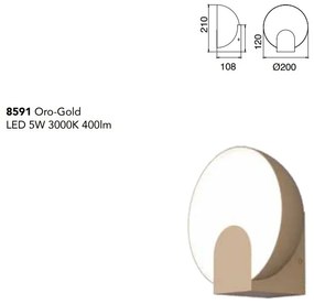 Aplica de perete LED design ambiental OCULO auriu
