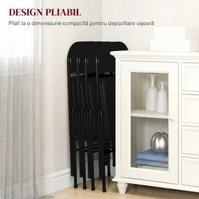 HOMCOM Set de 4 Scaune Pliabile, Scaune Moderne cu Perne din Poliester pentru Acasă și Birou, 45x46x78 cm, Negru | Aosom Romania