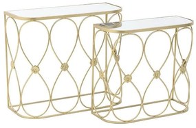 Set 2 console cu oglinda Golden Flowers din fier