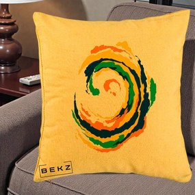 Perna Decorativa Vortex Abstract Colorat, 40x40 cm, Galben, Husa Detasabila, Perna Inclusa, BEKZ®
