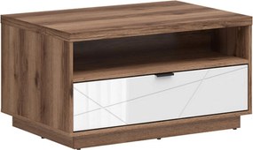 Masuta cafea FORN, nuc/alb lucios, PAL, 90x60x49 cm