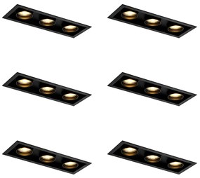 Set de 6 spoturi încastrate moderne negre reglabile cu 3 lumini - Roof