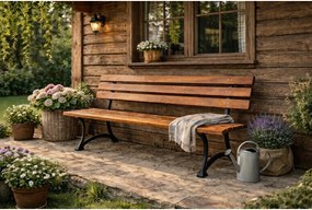 Bancă de grădină în culoare naturală din lemn masiv – Rojaplast