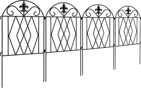 Outsunny Set de 4 garduri metalice de grădină 125x56 cm cu design arcuit, rezistente, ușor de instalat, pentru patio, gazon, negru | Aosom Romania