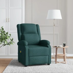 342432 vidaXL Fotoliu de masaj spătar aripi, verde închis, material textil