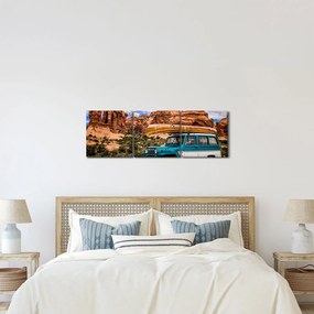 Tablou mașina de teren în munți (cu ceas) (90x30 cm)