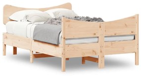 3216399 vidaXL Cadru de pat cu tăblie, 120x190 cm, lemn masiv pin
