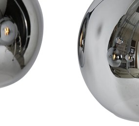 Lampă suspendată Art Deco neagră cu sticlă fumurie cu 5 lumini - Wallace