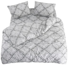 Lenjerie de pat gri pentru pat de o persoană, extinsă cu cearceaf inclus, cu 3 piese 160x220 cm Geometric – Mila Home