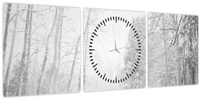 Tablou - Pier de lemn în timpul iernii (cu ceas) (90x30 cm)