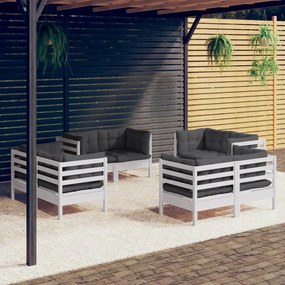 3096059 vidaXL Set mobilier de grădină cu perne, 8 piese, antracit, lemn pin