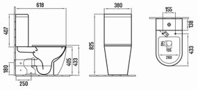 Set vas wc stativ rimless negru mat Foglia Oslo cu rezervor si capac soft close inclus Negru mat