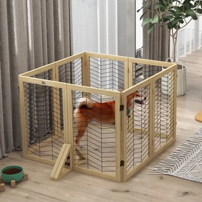 PawHut Grilaj pentru câini, grilaj pentru scări, barieră pliabilă, lemn de pin, 375 cm x 44 cm x 70 cm, natural | Aosom Romania