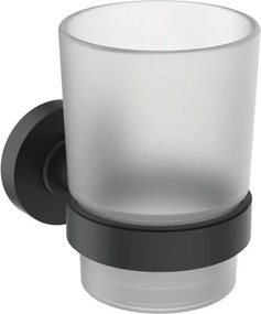 Suport periute de dinti Ideal Standard IOM negru mat cu pahar sticla mata