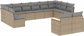 vidaXL Set canapele de grădină cu perne, 12 piese, bej, poliratan