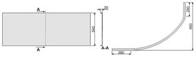 Front asimetric pentru cadă SIMPLA 95x145
