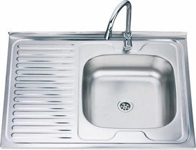 Chiuveta inox Inter Ceramic Alpaca cu o cuva si picurator stanga finisaj inox lucios 80x60 cm